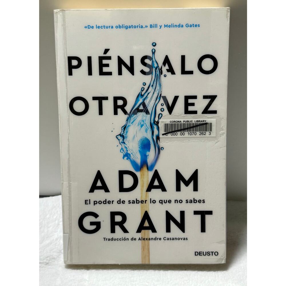 Think Again Spanish Edition Book Piénsalo Otra Vez Deusto 2022